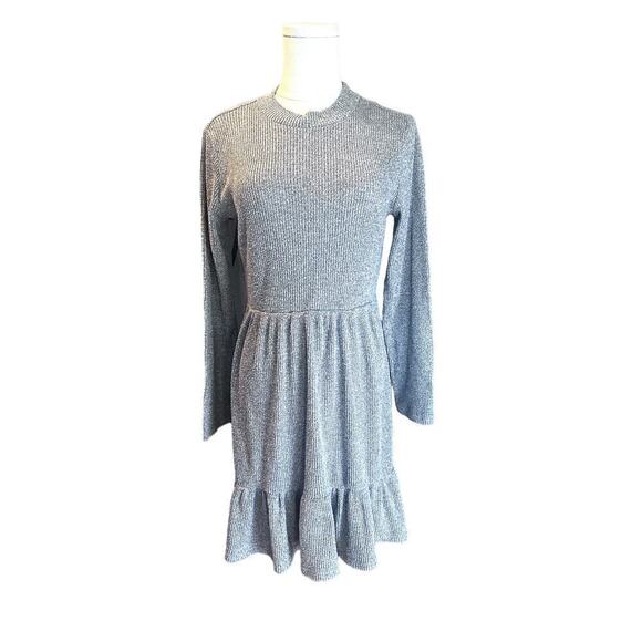 Emma & Michele Grey Ribbed Fit and Flare Long sleeve Dress Medium - Picture 9 of 9